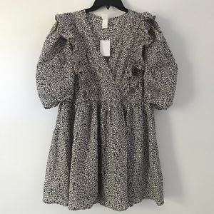 NWT Floral Puff Sleeve Dress H&M with Ruffles